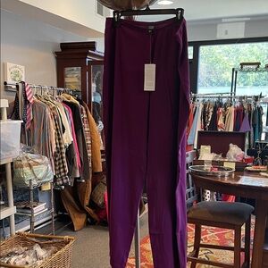 Eileen Fisher BYSBY Luxe Silk Trousers – Large, 100% Silk, Wide Leg, Purple, NWT